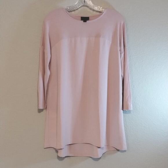 J. Jill Wearever Rosewater Mix Media Tunic 3/4 Sleeve Flowy Soft Pink  Blouse S - Picture 12 of 12